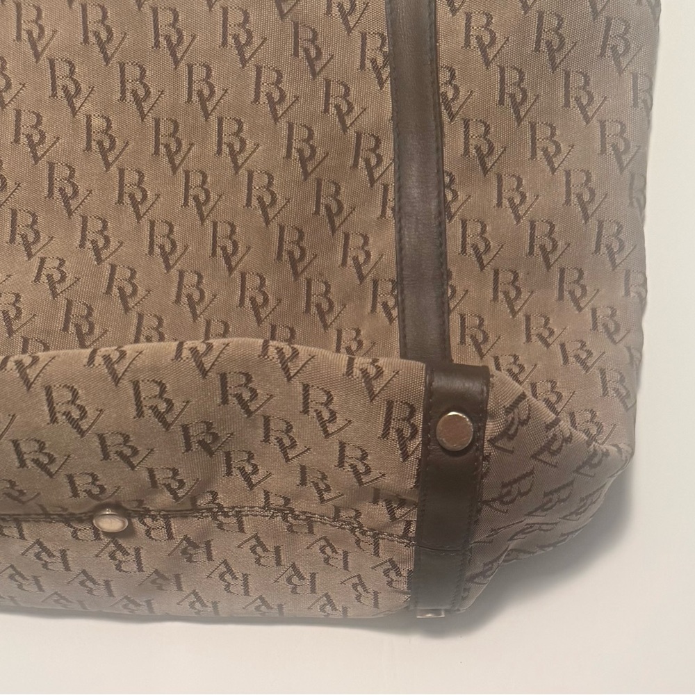 Bottega Veneta Brown Monogram Canvas Tote with Dark Brown Straps - Picture 4 of 7